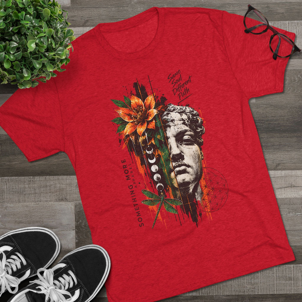 Artistic Statue & Nature Graphic Tee — "Something More" Crew Shirt