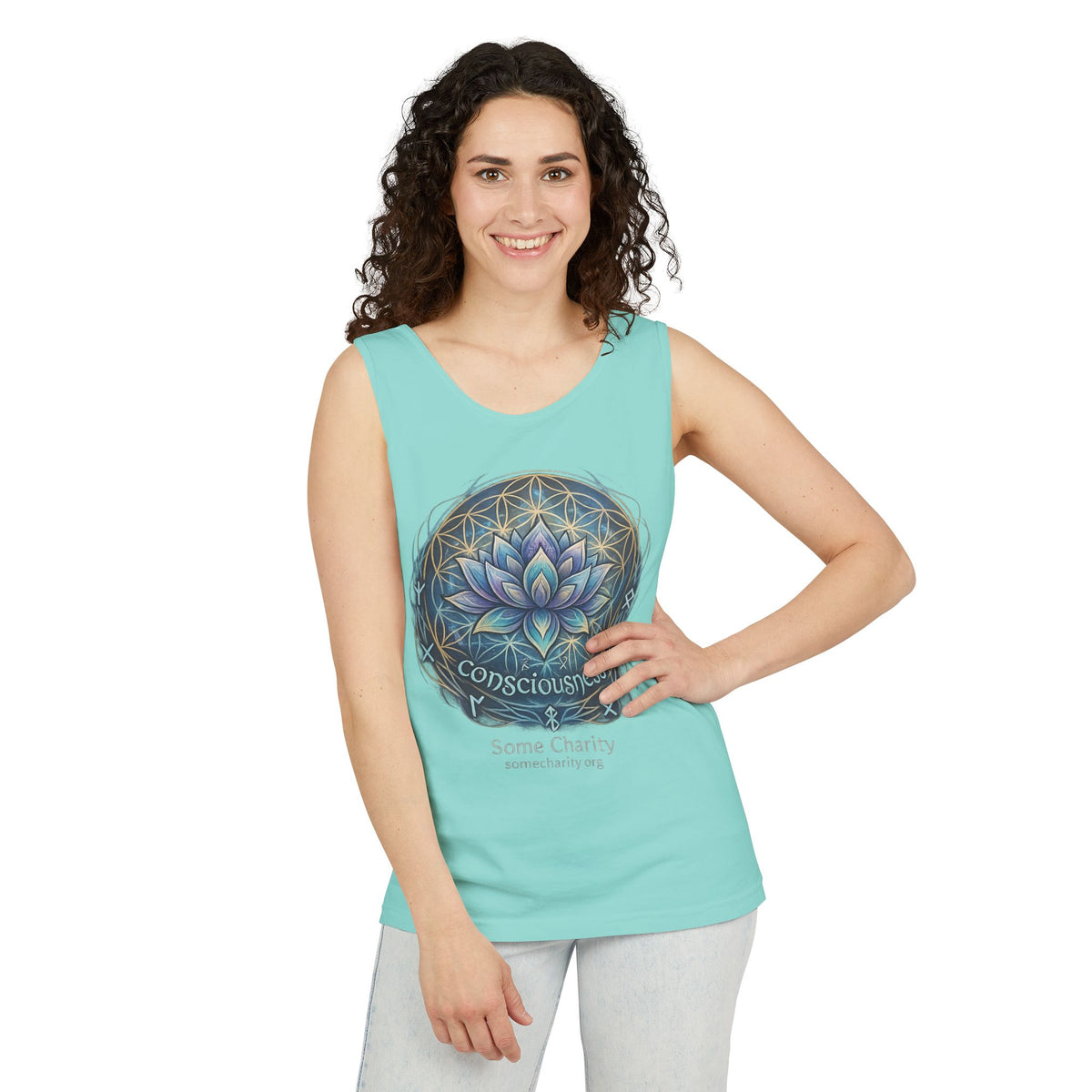 Consciousness Lotus Tank Top — Spiritual Yoga Meditation Graphic