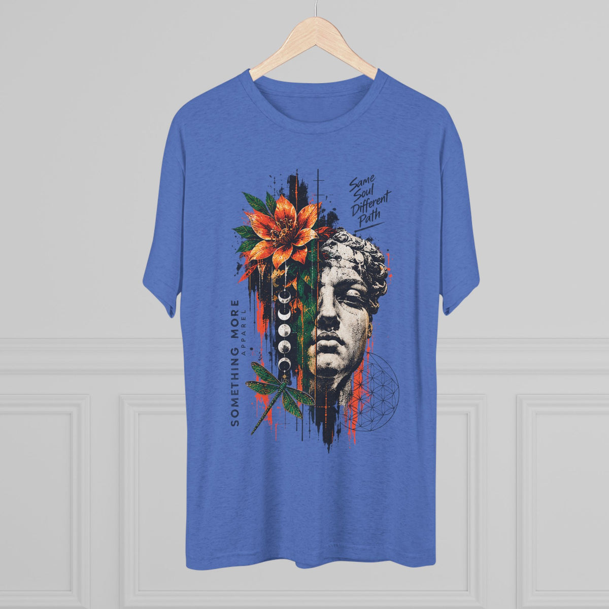 Artistic Statue & Nature Graphic Tee — "Something More" Crew Shirt