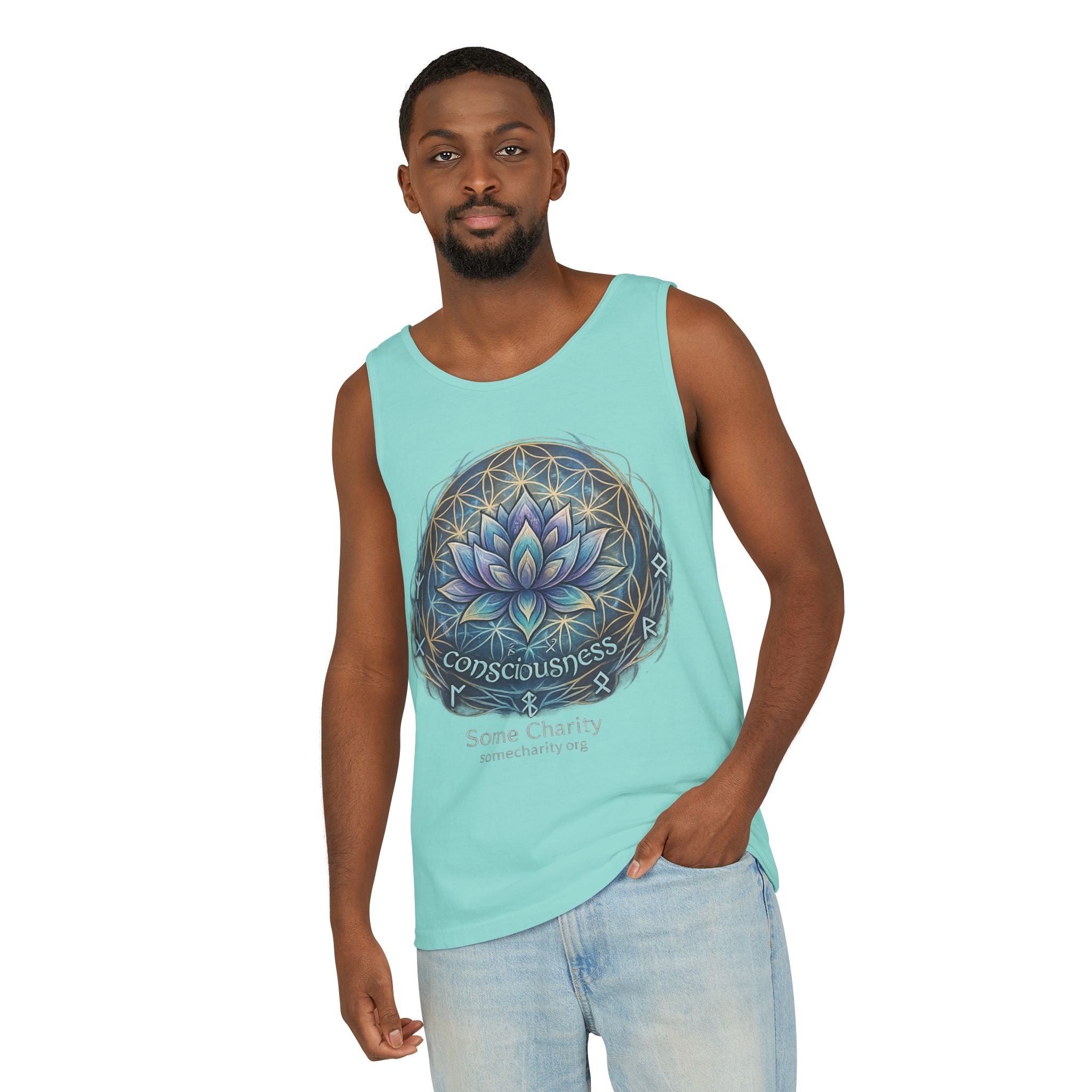 Consciousness Lotus Tank Top — Spiritual Yoga Meditation Graphic
