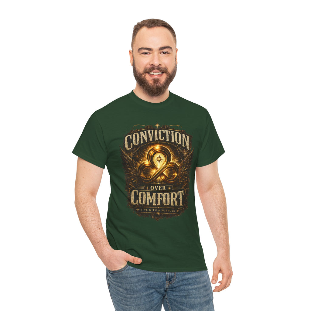 Conviction Over Comfort Graphic Tee — Inspirational Faith & Courage Shirt