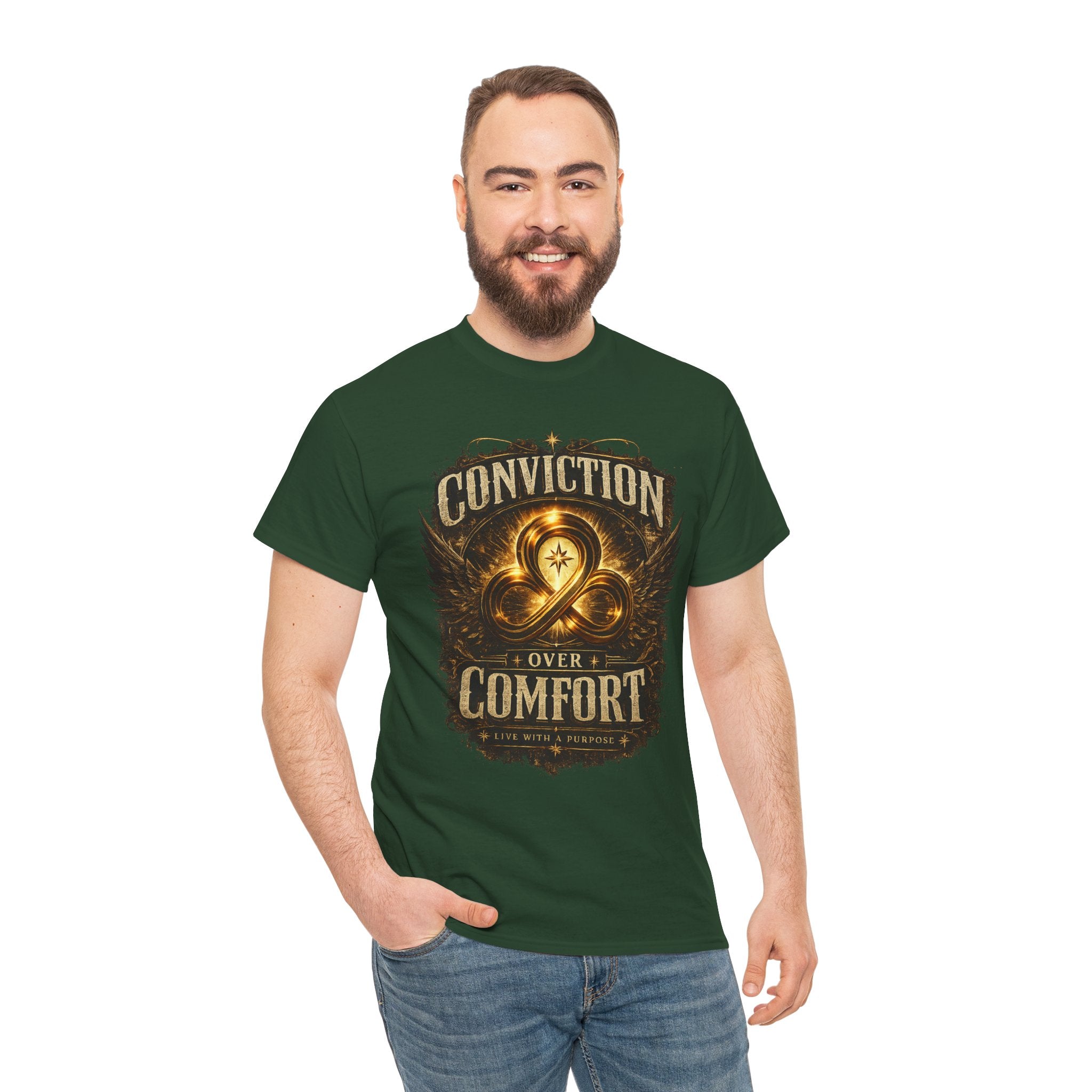 Conviction Over Comfort Graphic Tee — Inspirational Faith & Courage Shirt