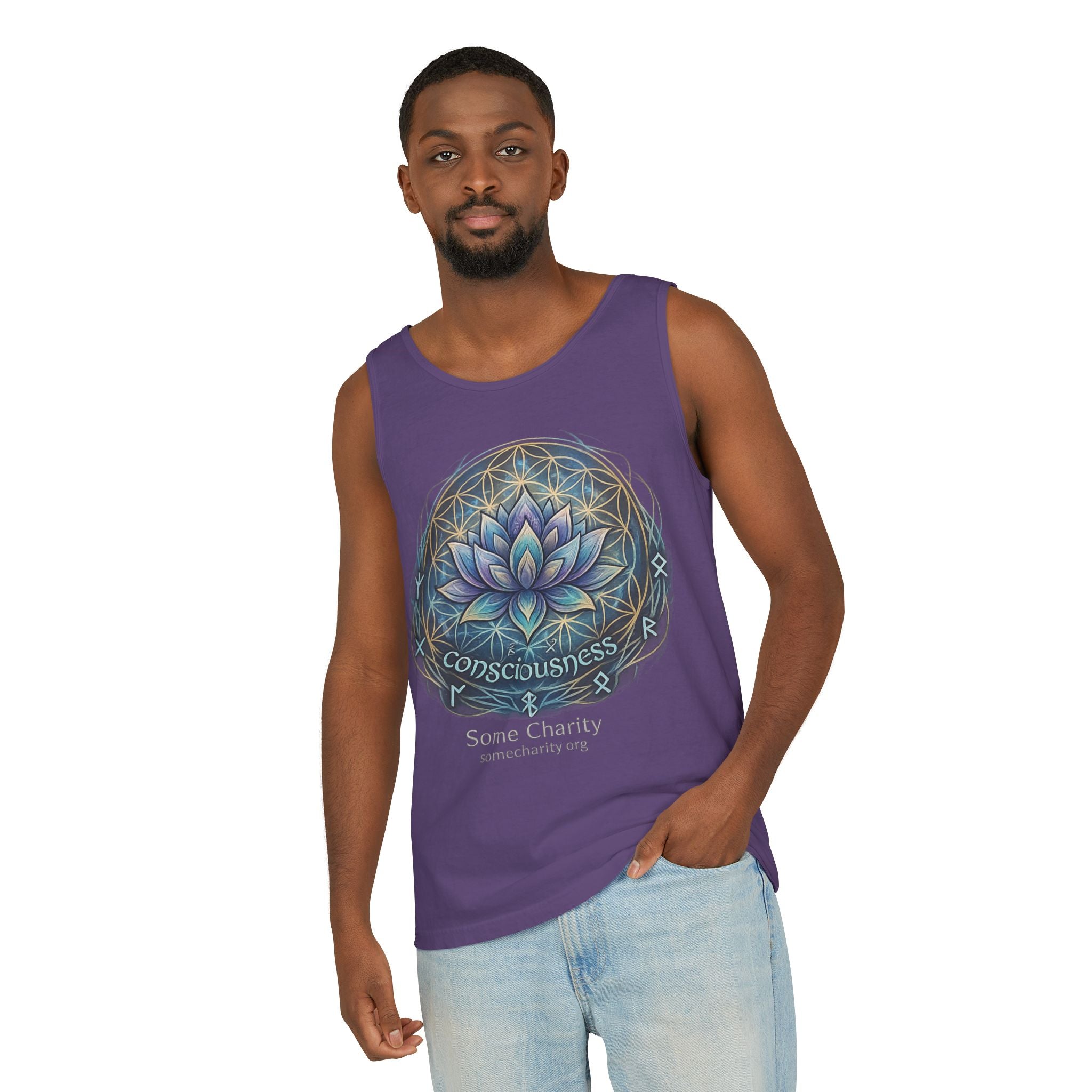 Consciousness Lotus Tank Top — Spiritual Yoga Meditation Graphic