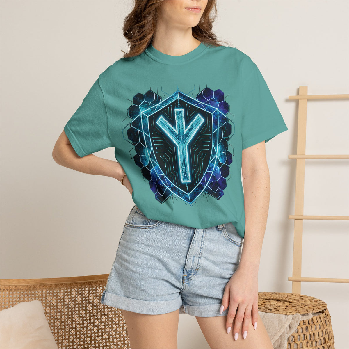 Algiz Rune Shield T-Shirt — Norse Protection Symbol Tee