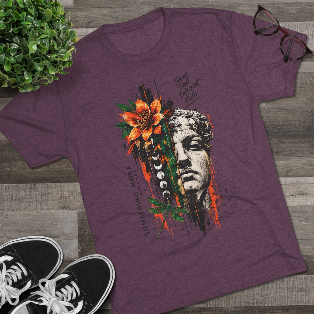 Artistic Statue & Nature Graphic Tee — "Something More" Crew Shirt