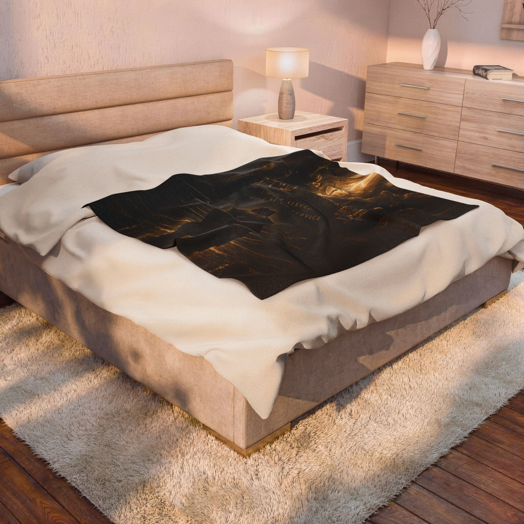 Religious Velveteen Plush Blanket — 'A Brave Heart' Prayer Scene with Cross