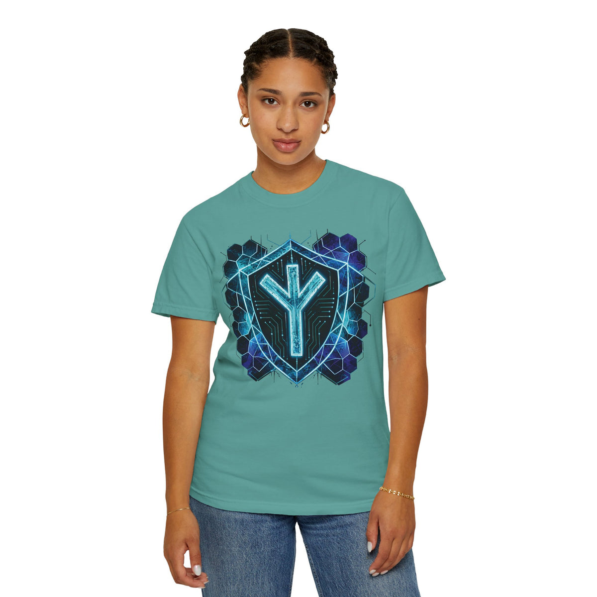 Algiz Rune Shield T-Shirt — Norse Protection Symbol Tee