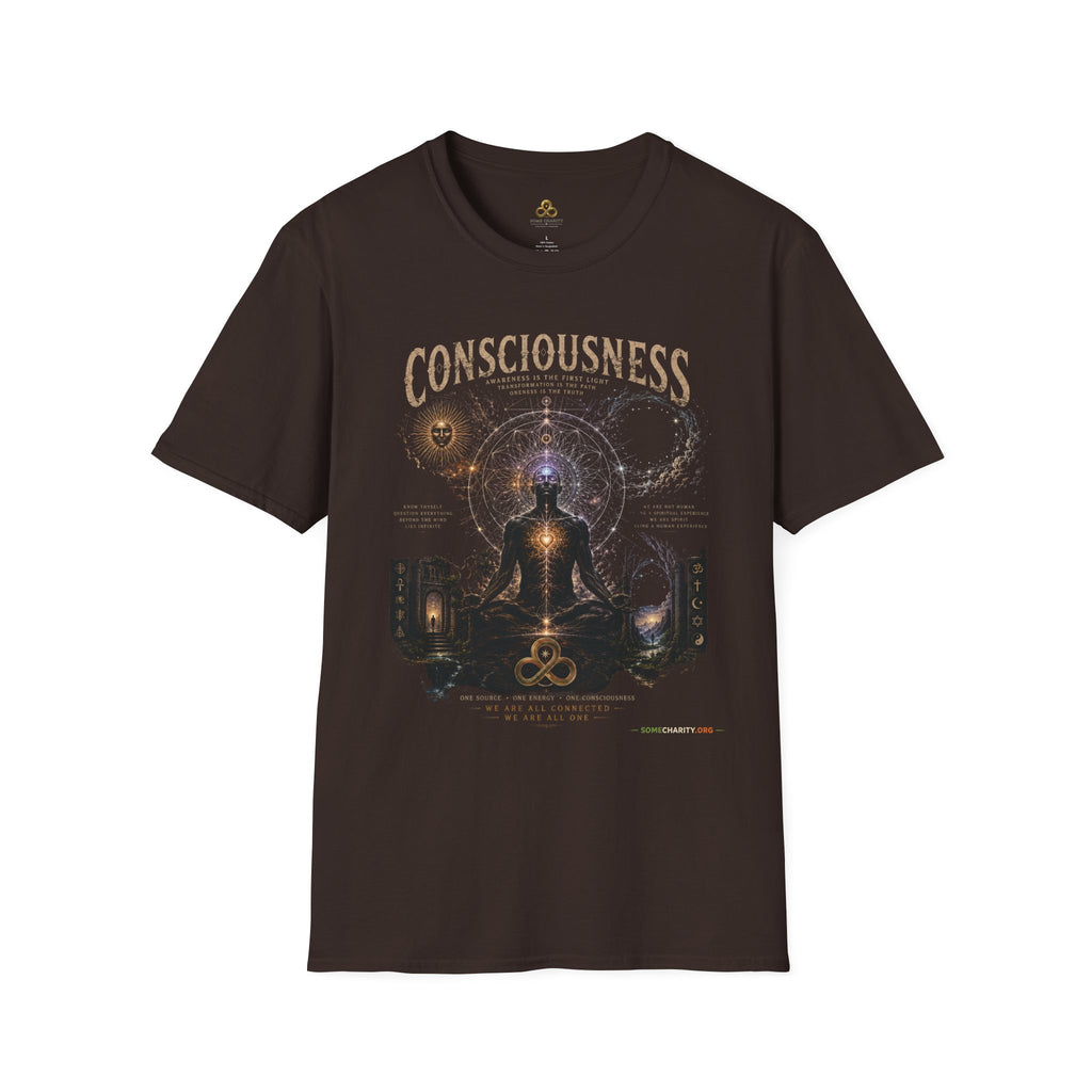 Consciousness Graphic Tee — Spiritual Geometry Meditation Shirt