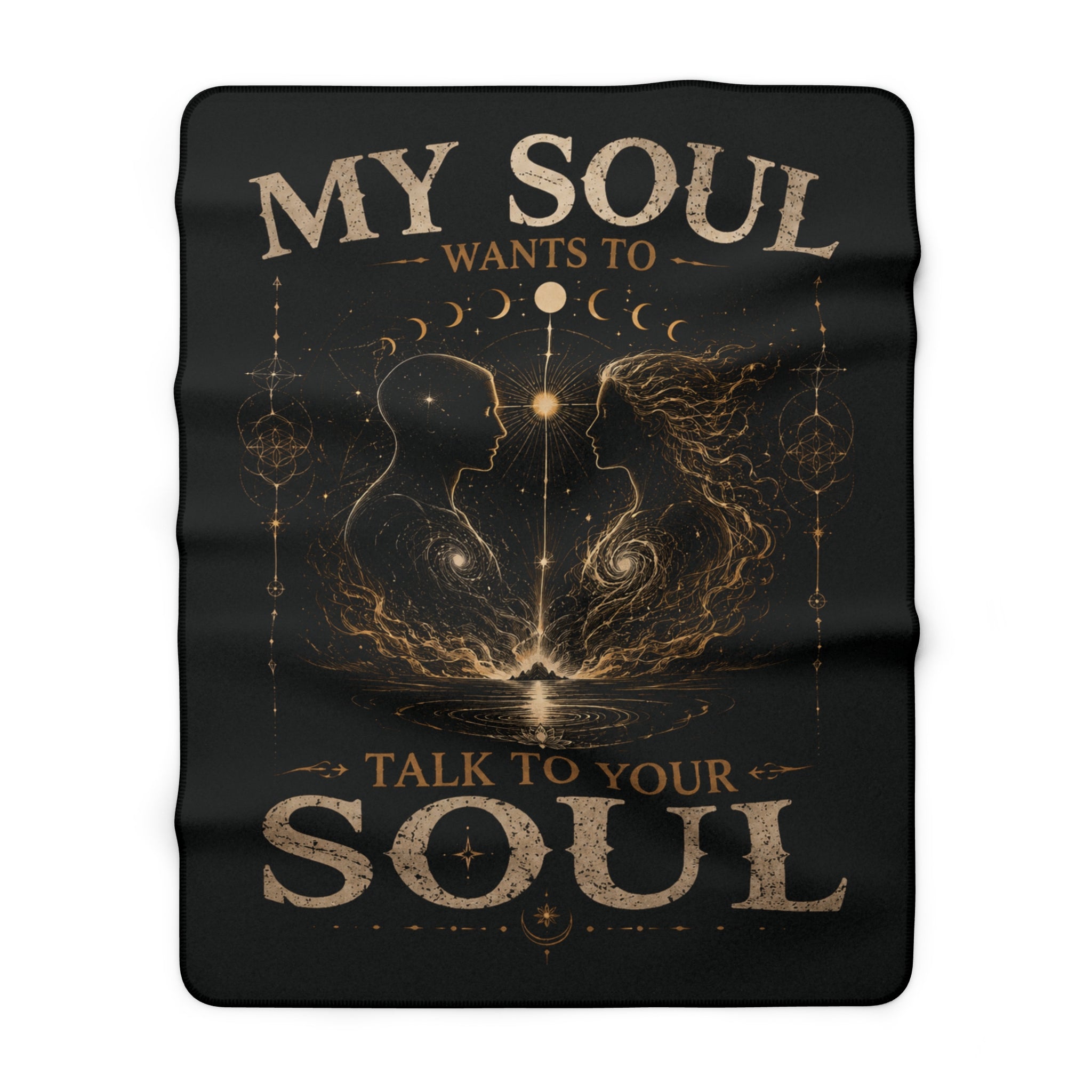 My Soul Wants to Talk to Your Soul Sherpa Fleece Blanket — Spiritual Couples Cozy Throw