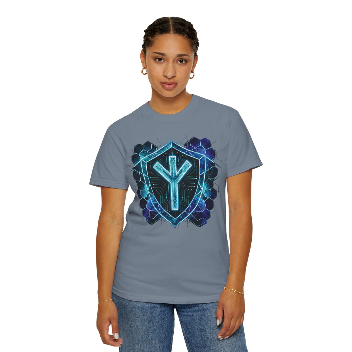 Algiz Rune Shield T-Shirt — Norse Protection Symbol Tee
