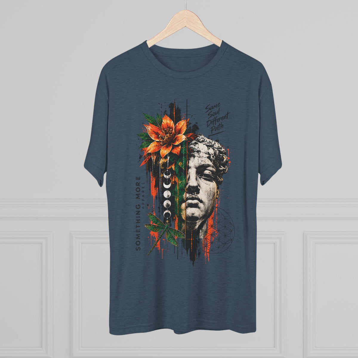 Artistic Statue & Nature Graphic Tee — "Something More" Crew Shirt
