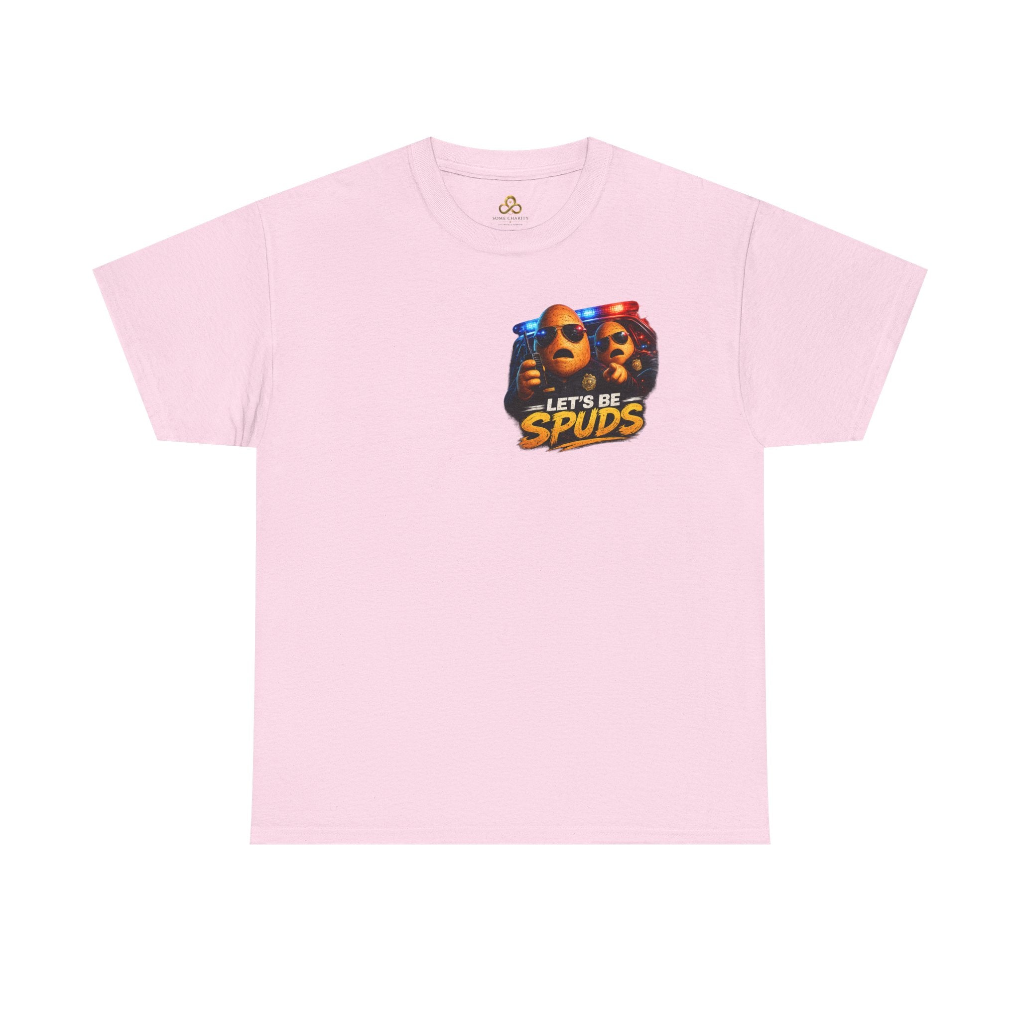 Let's Be Spuds T‑Shirt — Funny Potato Duo Graphic Tee (Police Lights)