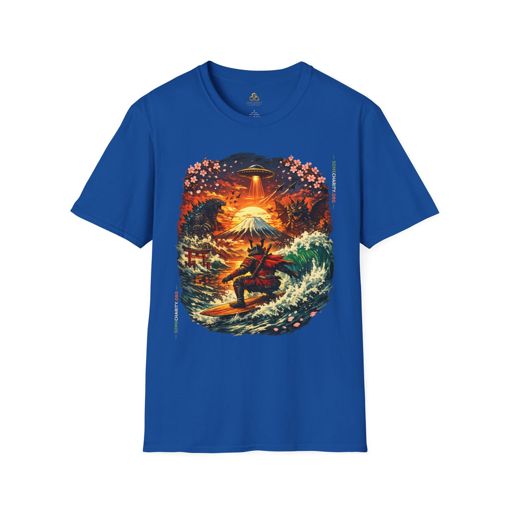 Alien Surfing Japan T-Shirt — UFO, Mt. Fuji & Cherry Blossom Graphic Tee