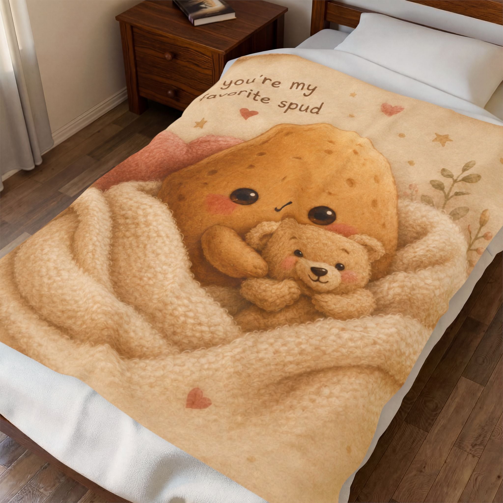Plush Blanket — "You're My Favorite Spud" Cute Potato Teddy Velveteen Throw
