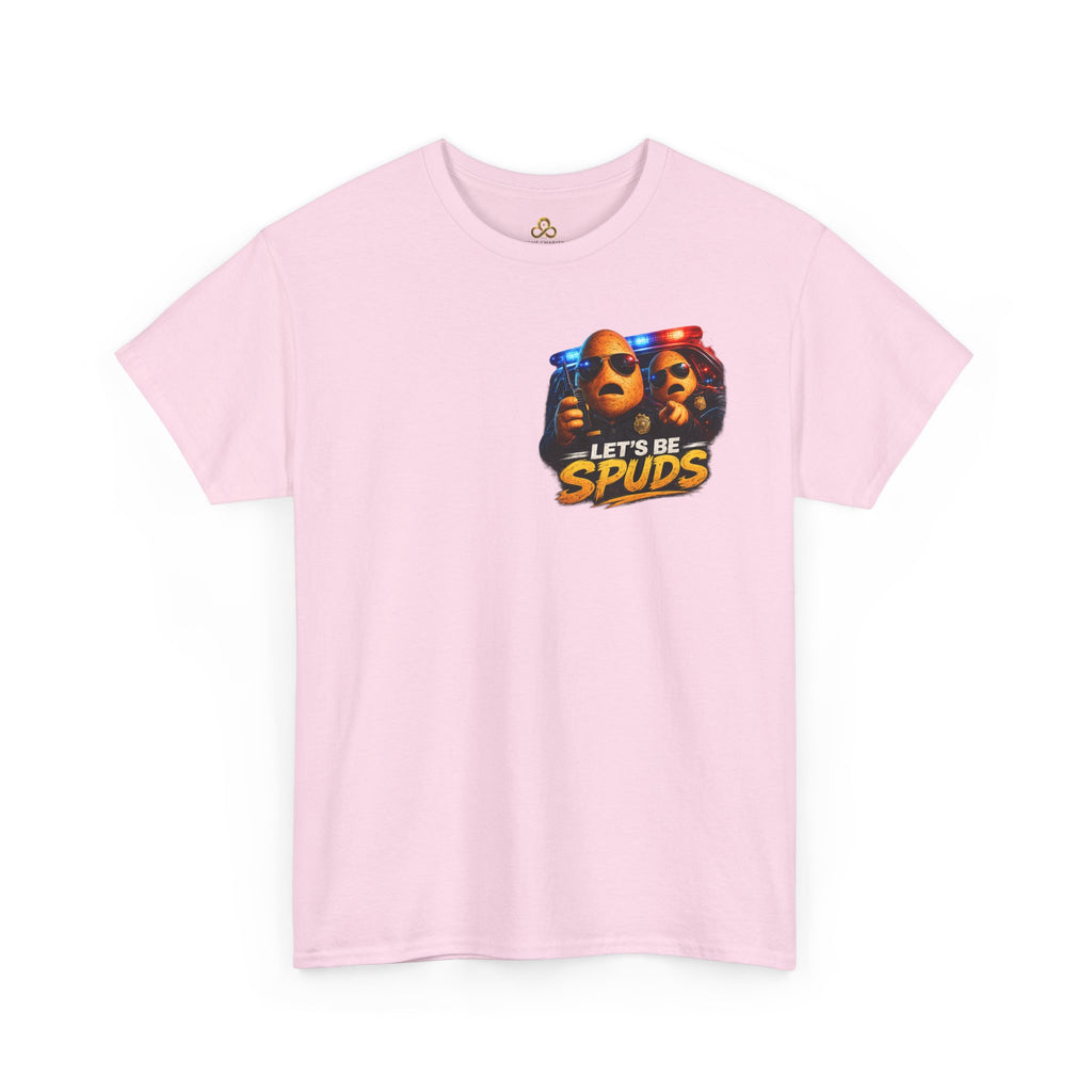Let's Be Spuds T‑Shirt — Funny Potato Duo Graphic Tee (Police Lights)