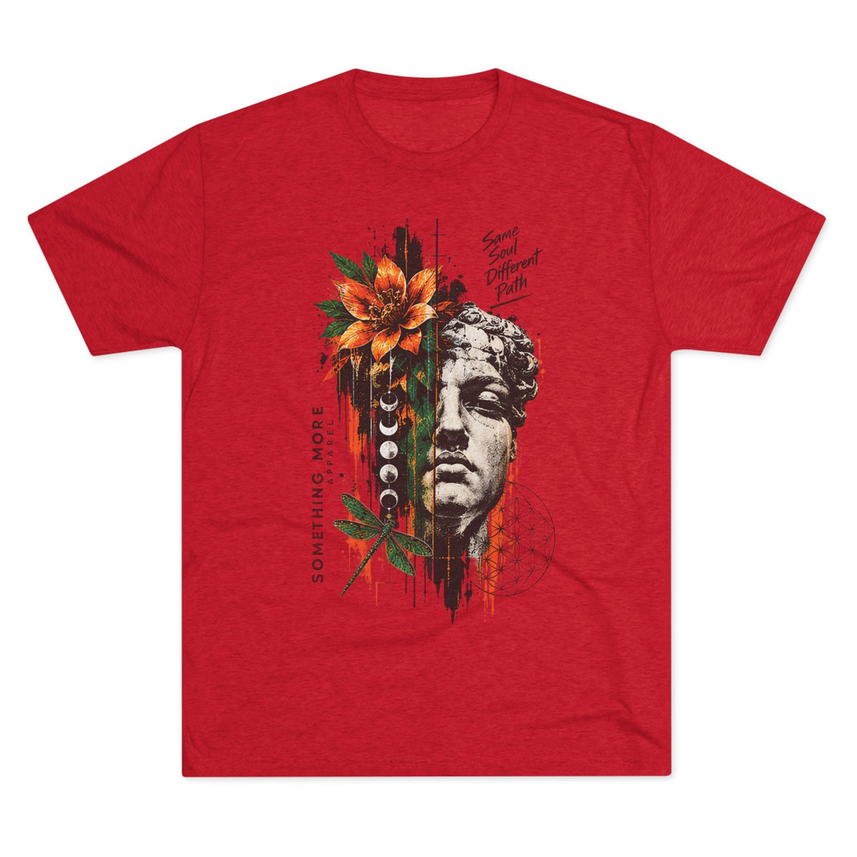 Artistic Statue & Nature Graphic Tee — "Something More" Crew Shirt