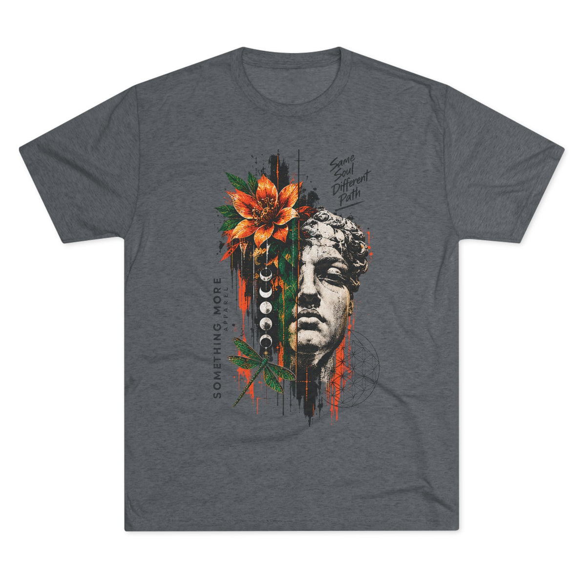 Artistic Statue & Nature Graphic Tee — "Something More" Crew Shirt