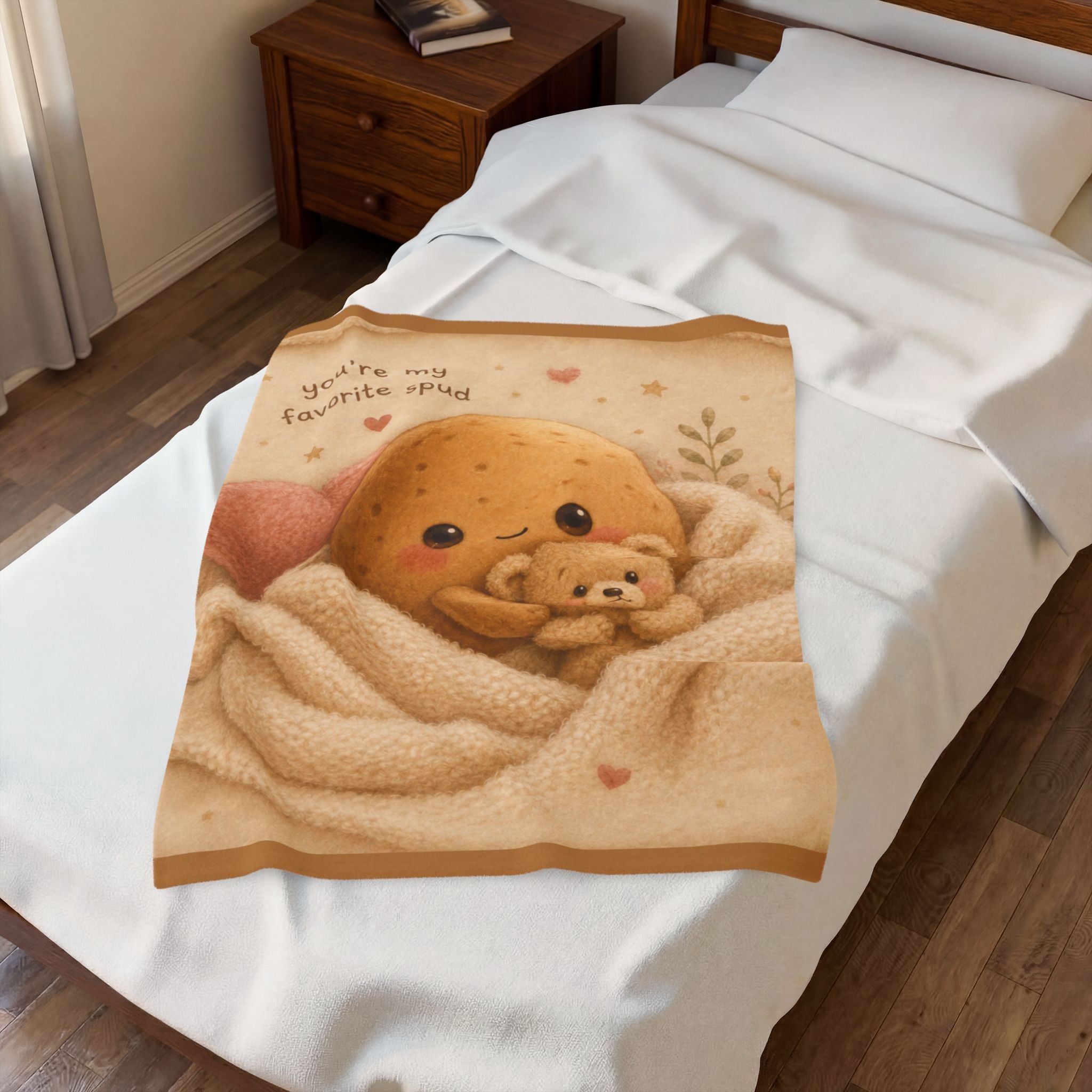 Plush Blanket — "You're My Favorite Spud" Cute Potato Teddy Velveteen Throw