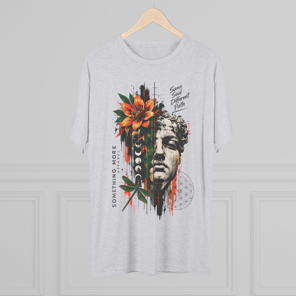 Artistic Statue & Nature Graphic Tee — "Something More" Crew Shirt