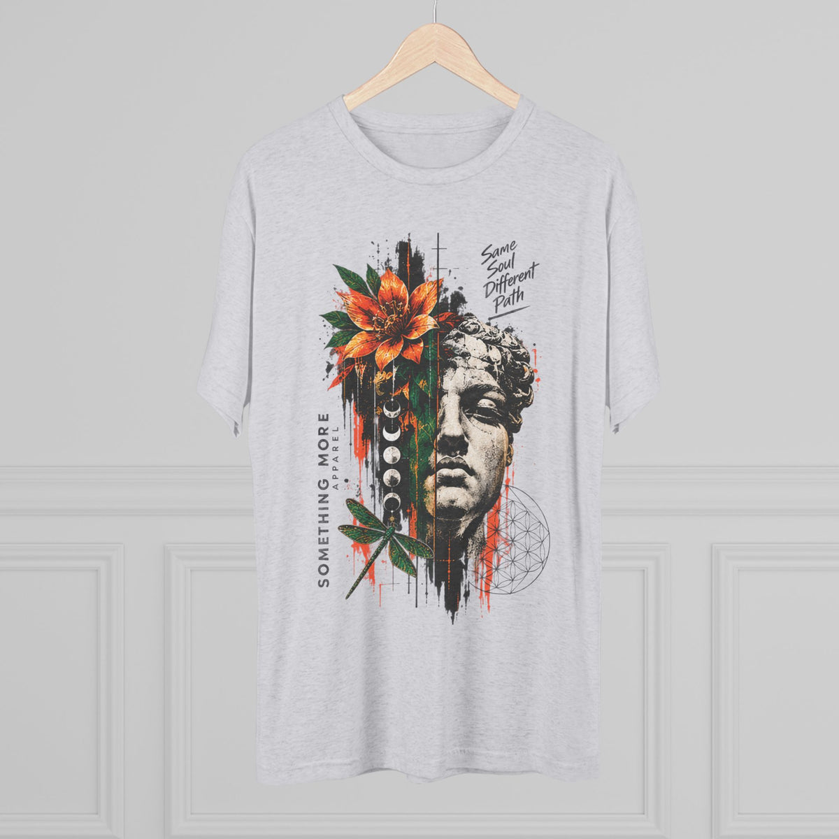 Artistic Statue & Nature Graphic Tee — "Something More" Crew Shirt
