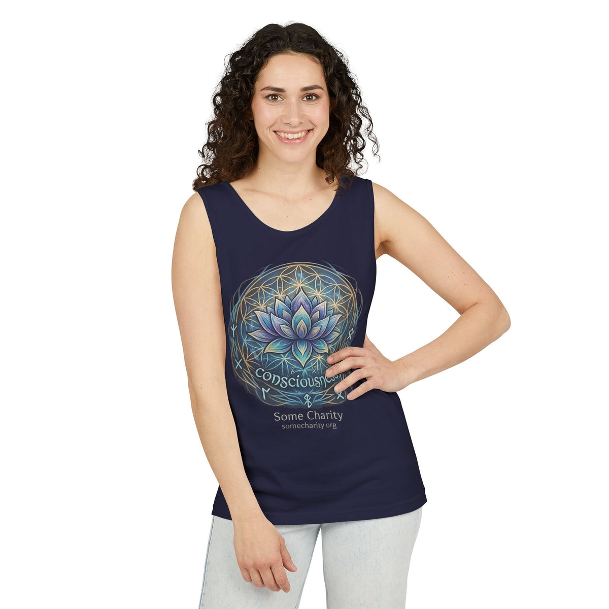 Consciousness Lotus Tank Top — Spiritual Yoga Meditation Graphic