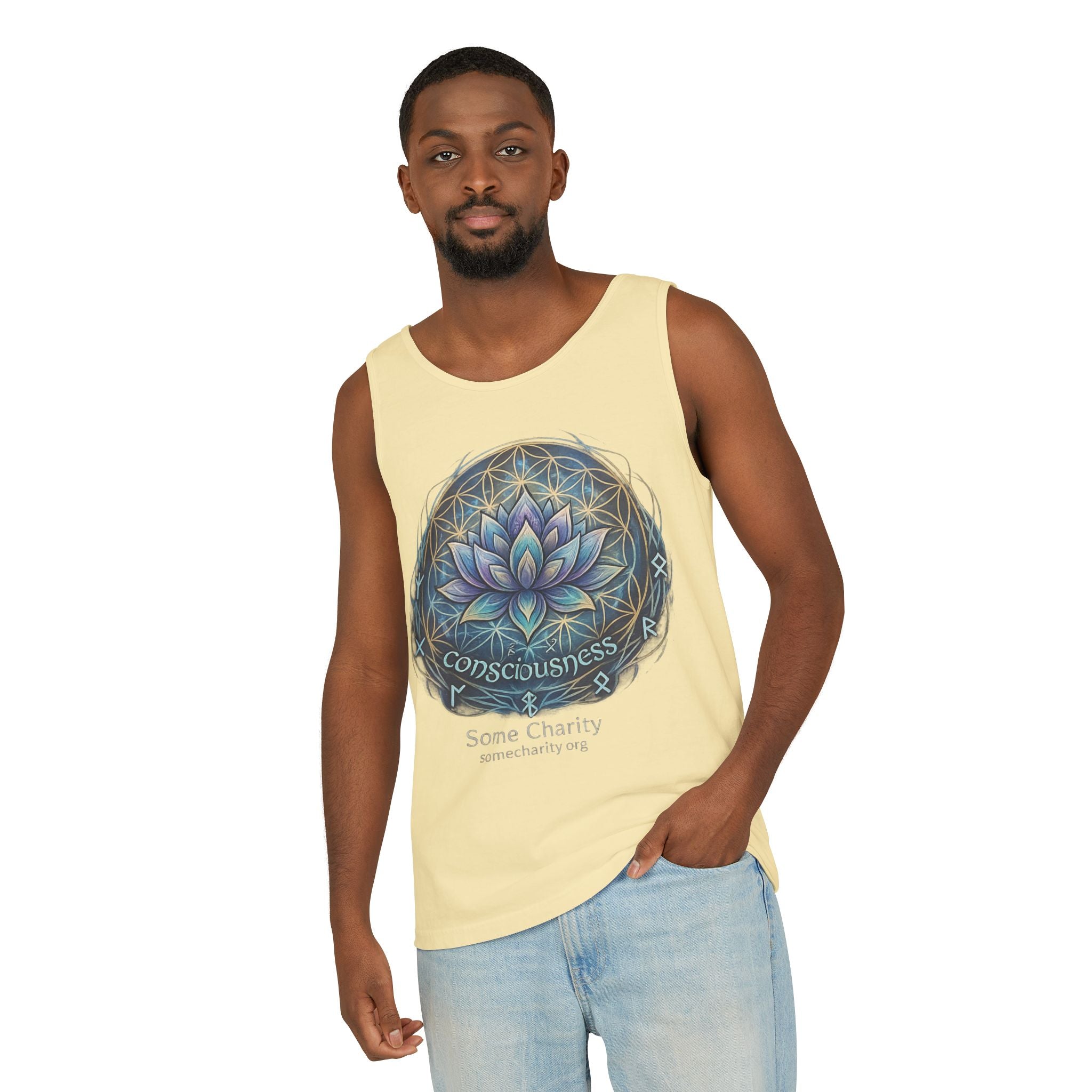 Consciousness Lotus Tank Top — Spiritual Yoga Meditation Graphic