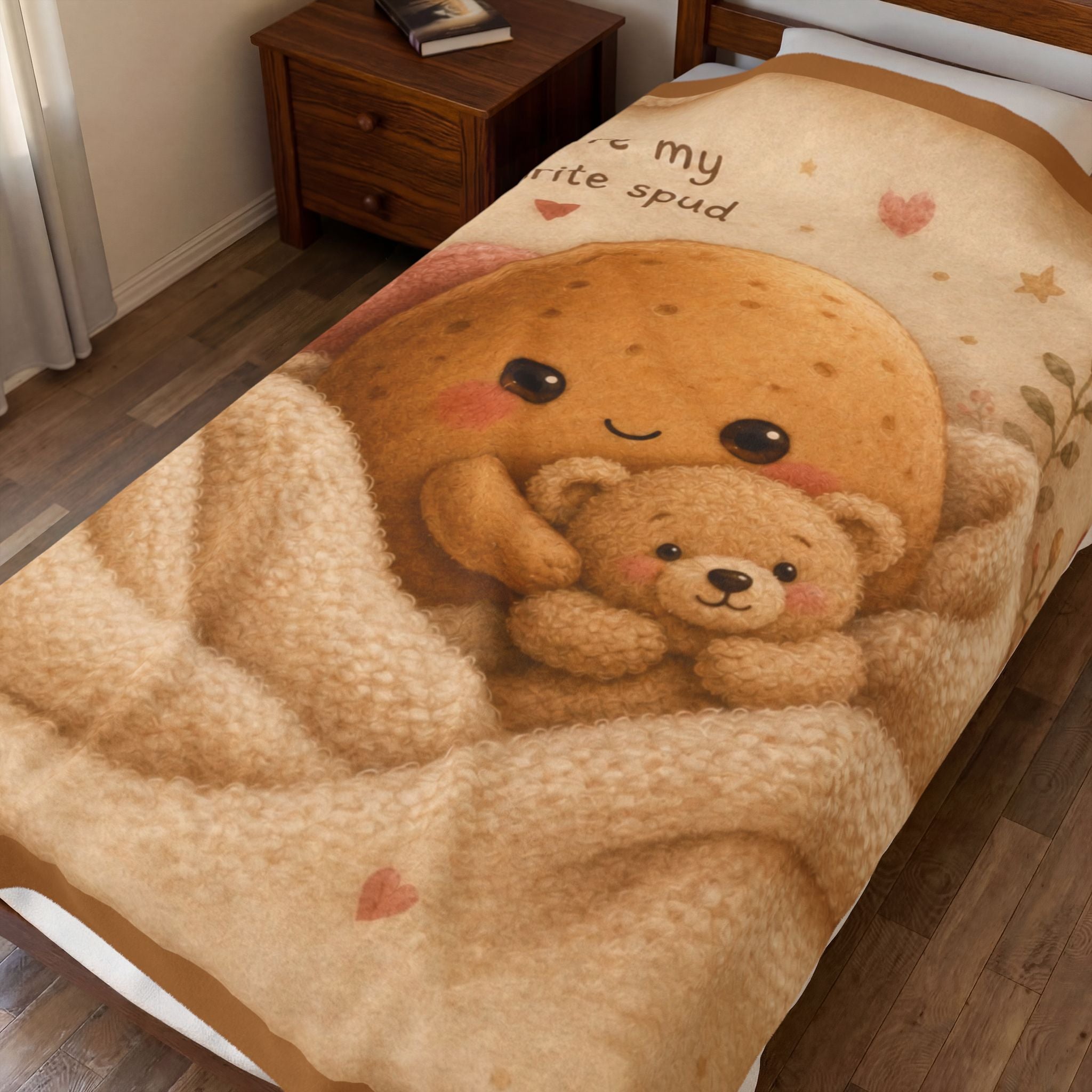 Plush Blanket — "You're My Favorite Spud" Cute Potato Teddy Velveteen Throw