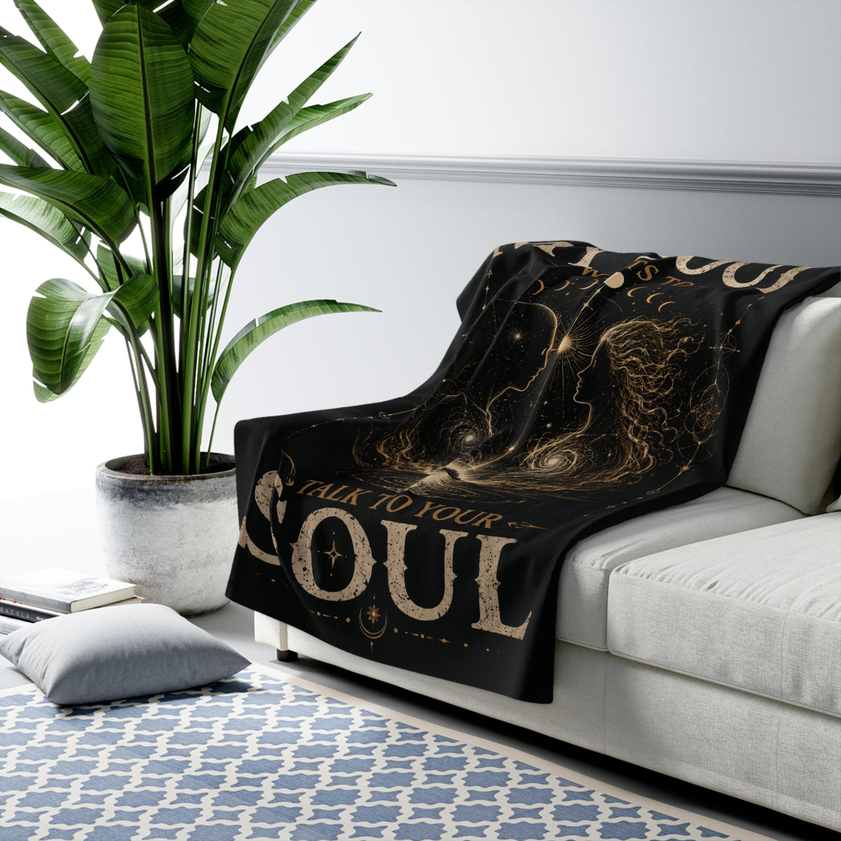 My Soul Wants to Talk to Your Soul Sherpa Fleece Blanket — Spiritual Couples Cozy Throw