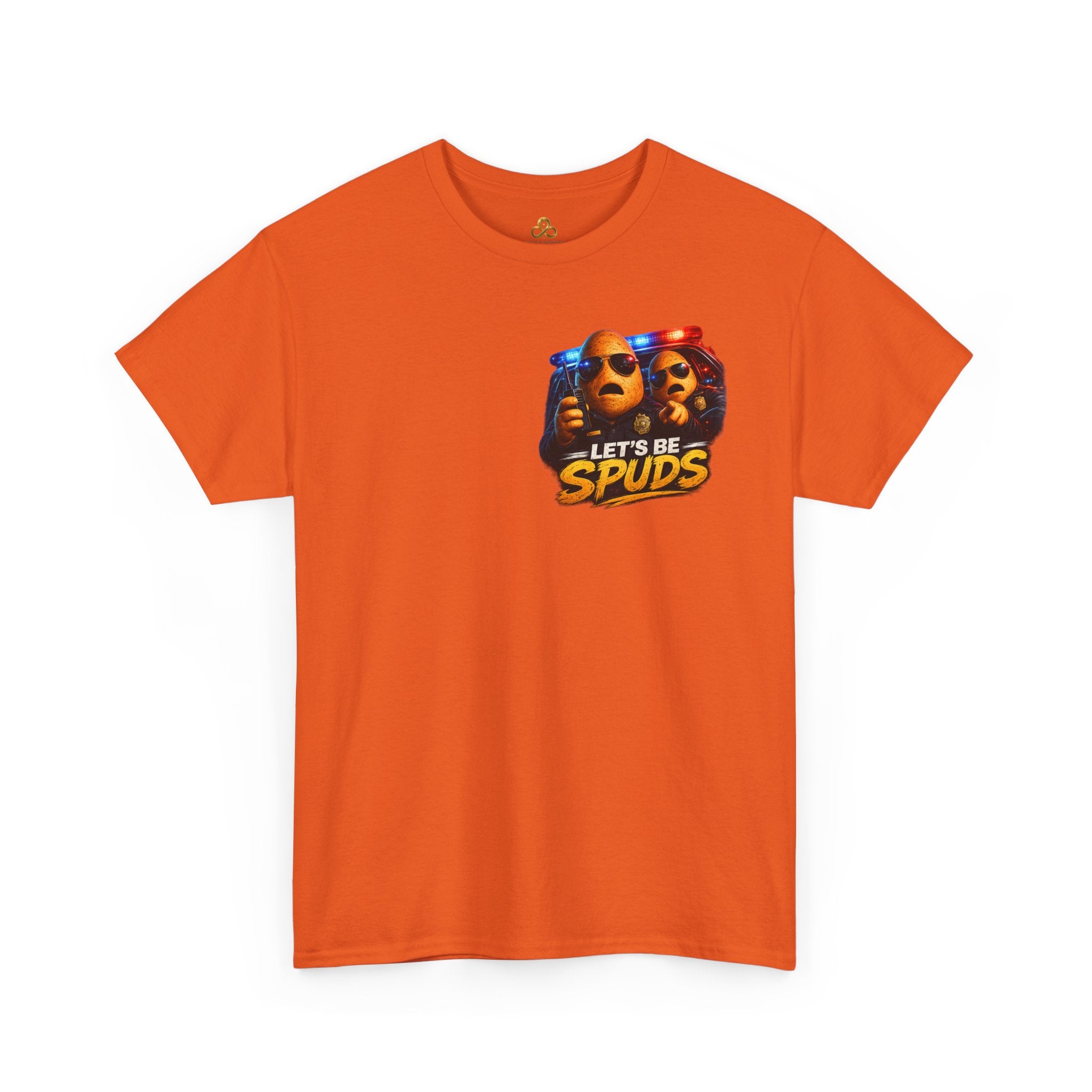 Let's Be Spuds T‑Shirt — Funny Potato Duo Graphic Tee (Police Lights)