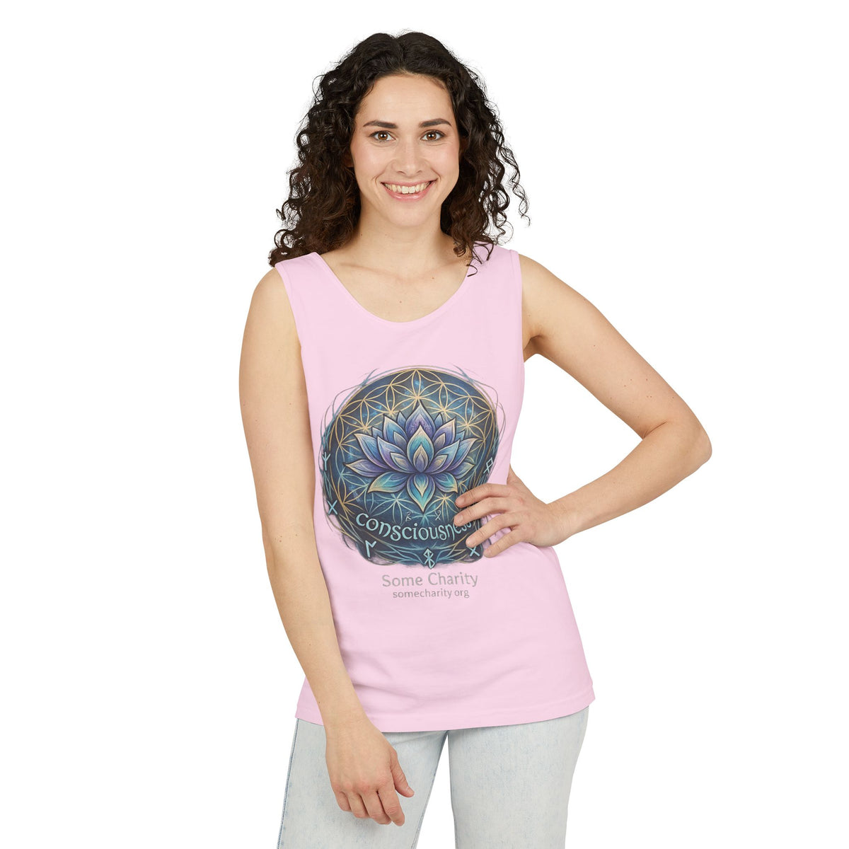Consciousness Lotus Tank Top — Spiritual Yoga Meditation Graphic