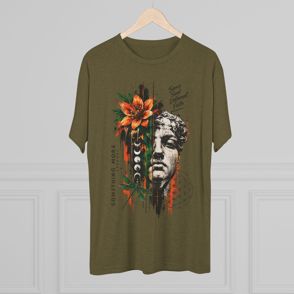 Artistic Statue & Nature Graphic Tee — "Something More" Crew Shirt