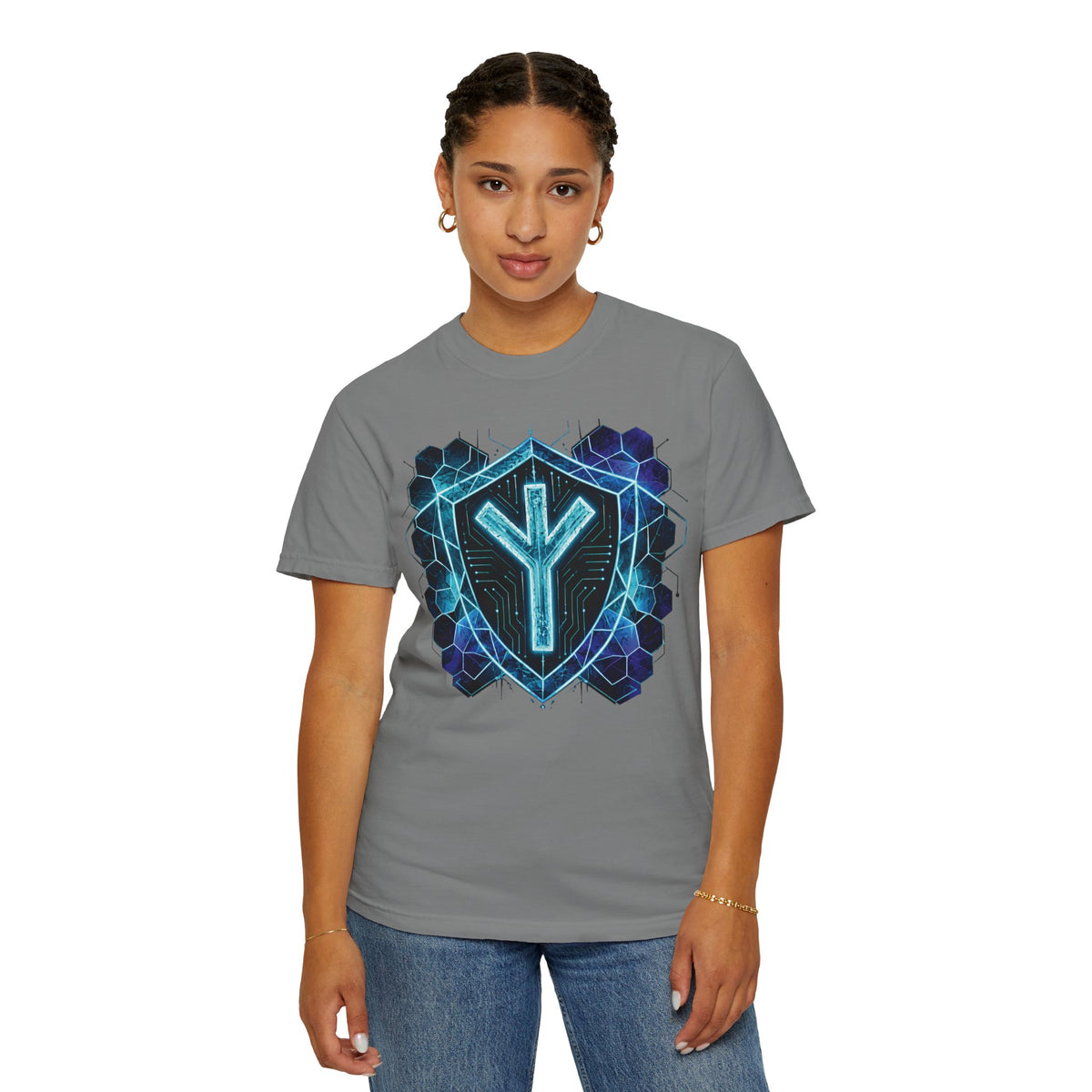 Algiz Rune Shield T-Shirt — Norse Protection Symbol Tee
