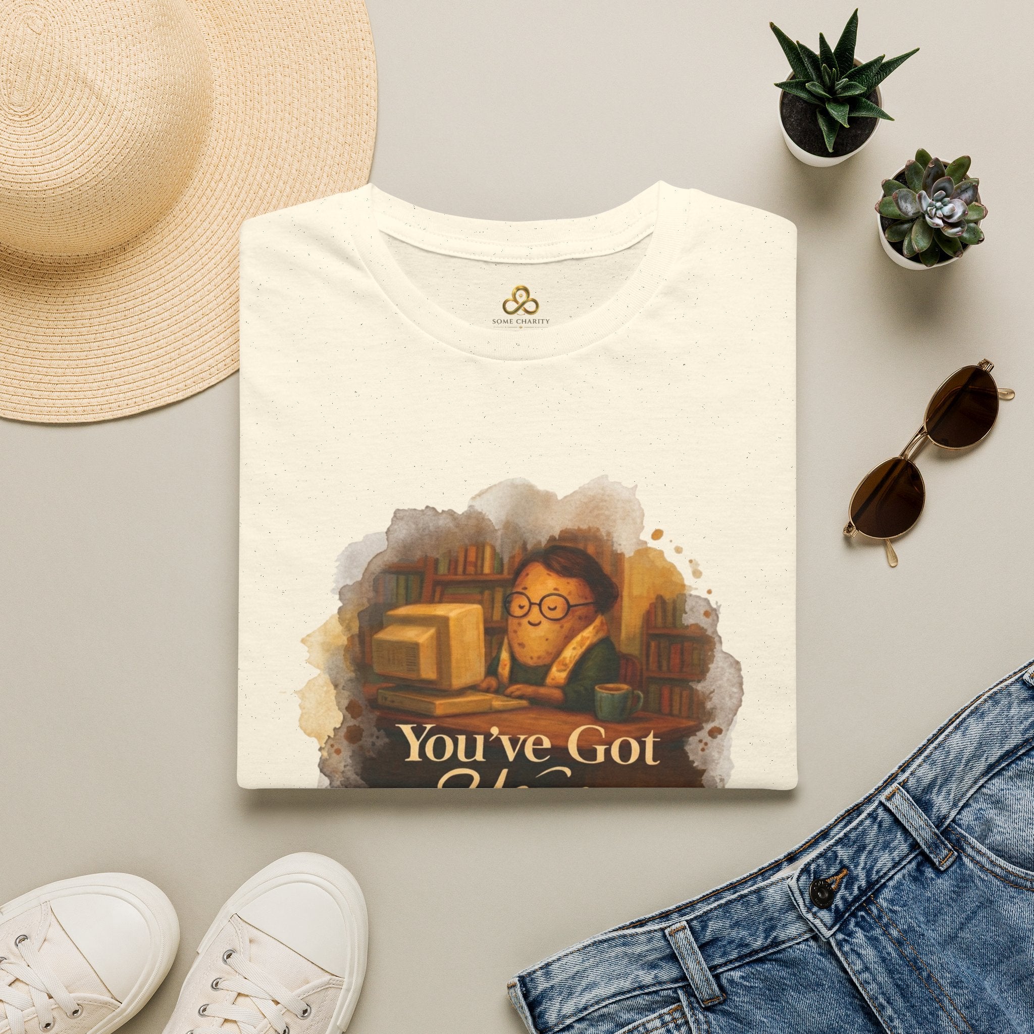 T-Shirt — Cozy Booklover Tee: "You've Got Mail" Vintage Library Design